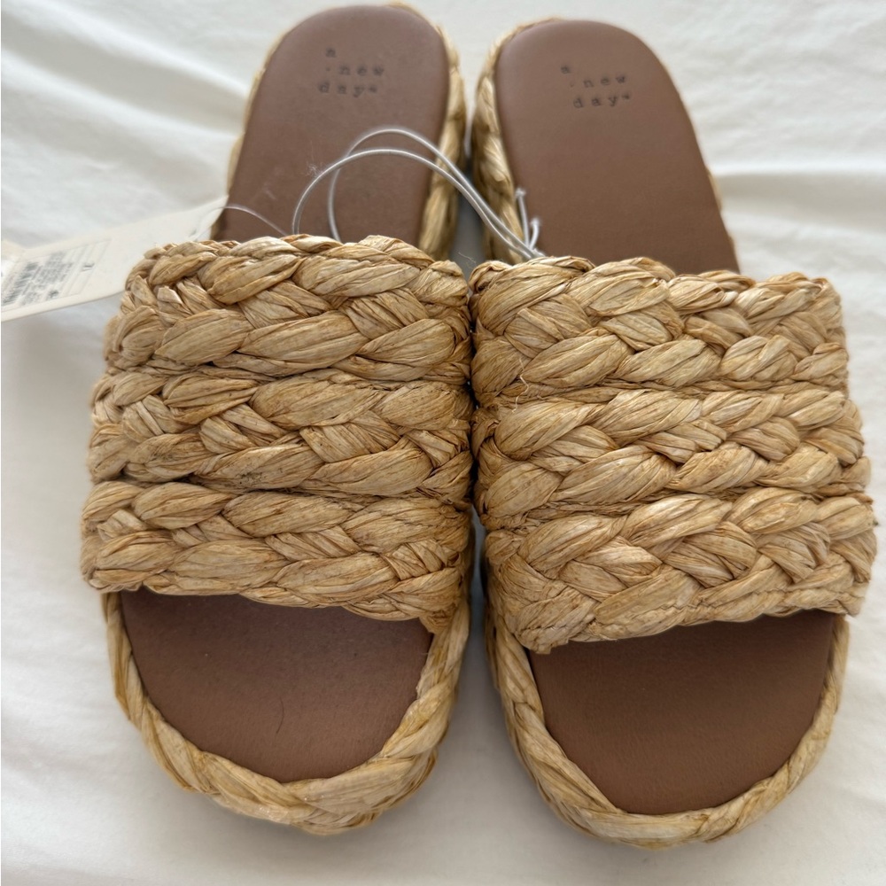 Brand New with Tags - A New Day Women's Natural Woven Espadrille Slides
